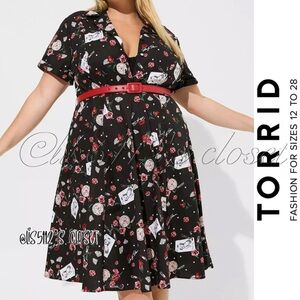 Torrid x Marilyn Monroe Icons Retro Button Front Midi Swing Dress 20 2X